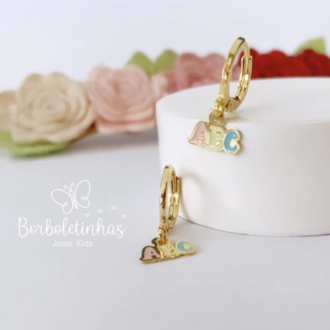 Brinco Argola infantil Infantil ABC Banhado a Ouro18k
