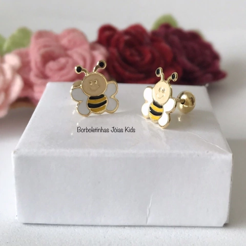 Brinco Infantil de Abelha Banhado a ouro 18k