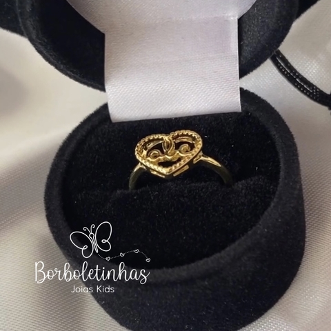 Anel ABC Coração Infantil Banhado a Ouro18k Hipoalergênico e Ajustável - comprar online