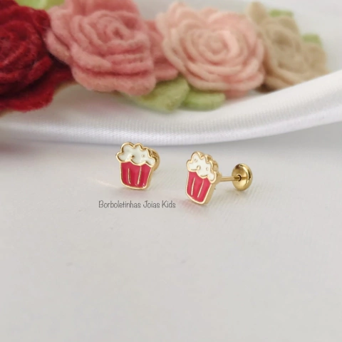 Brinco Infantil Cupcake Banhado a Ouro 18k