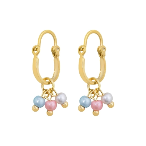 Brinco Infantil Argola Articulável 2 em 1 - Perolas Coloridas