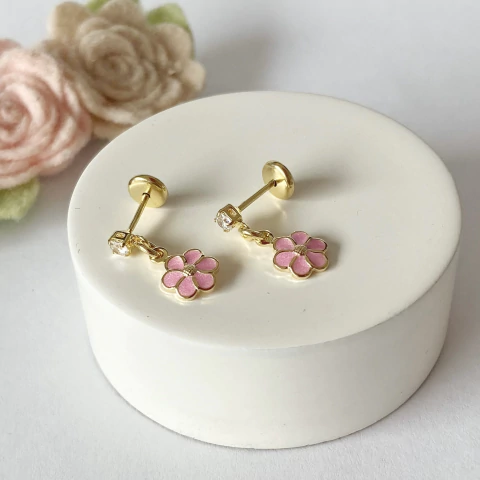 Brinco Infantil Flor - Rosa - comprar online