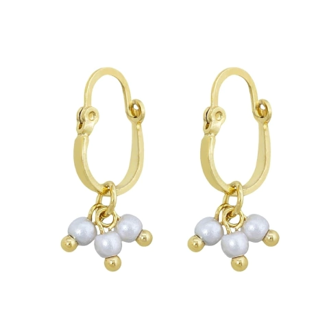 Brinco Infantil Argola Articulável 2 em 1 - Pérolas