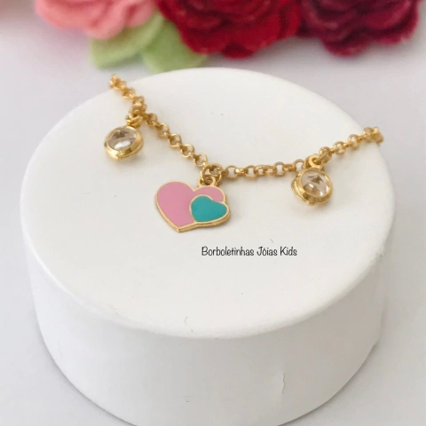 Pulseira Infantil 2 Corações