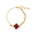 Pulseira Trevo Vermelho Elo Cadeado Fino e Fio Veneziana - Banhado a Ouro 18K - comprar online