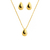 Conjunto de joias banhado a ouro 18K com colar e brincos em formato de gota.