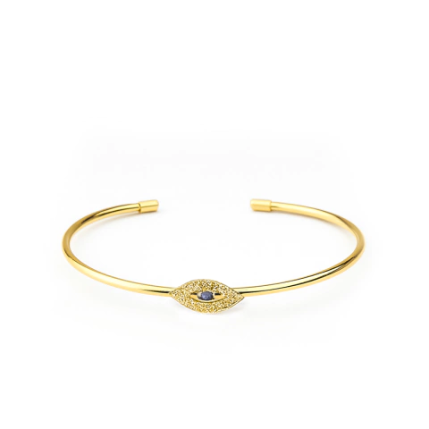 Bracelete Fino Olho Grego Cravejado - Banhado a Ouro 18K - comprar online