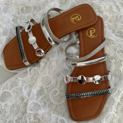 SANDALIA FLAT BELEN SILVER (244-6) - comprar online