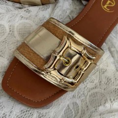 SANDALIA FLAT MICA GOLD (291-4) - LAS ROXY