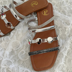 SANDALIA FLAT BELEN SILVER (244-6)