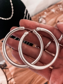 Argollas Plata Infladas XL 5,5 cm - comprar online