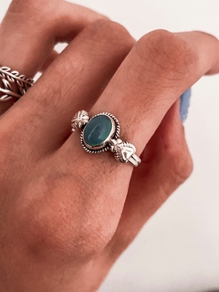 Anillo Plata Piedra Calcedonia Azul