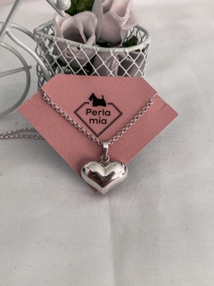 Conjunto plata corazón grande