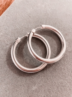 Argollas Plata Infladas XL 4,5 cm - Perla Mía