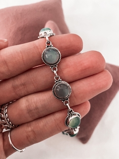 Pulsera Plata piedra Calcedonia Azul - comprar online