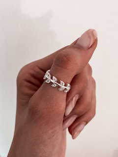 Anillo Plata y Cubic Laurel