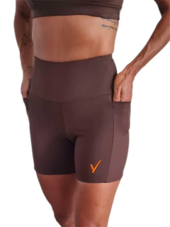 Short Fast 2 Bolsos | Tecido de Compressão Emana Café - comprar online