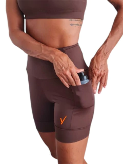 Short Classic 6 Bolsos | Tecido de Compressão Emana Café - loja online
