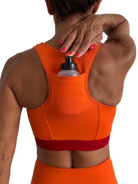 Top Nadador com Bolso e Elástico | Tecido de Compressão Emana Laranja - comprar online