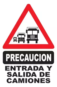 CARTEL CORRUGADO 50 X 70 CM 1411 ENTRADA Y SALIDA DE CAMIONES