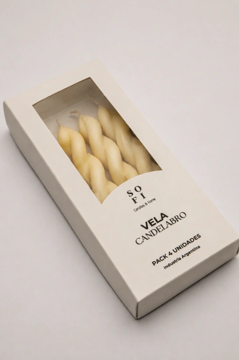 PACK X 4 VELAS CANDELABRO TRENZA