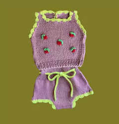 Bloomer tejido rosa con lima - comprar online