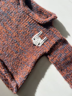 Imagen de Sweater Sur de lana mohair [azul y ladrillo]