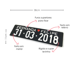 PLACA NOMES DOS NOIVOS CASAMENTO EM RELEVO - comprar online