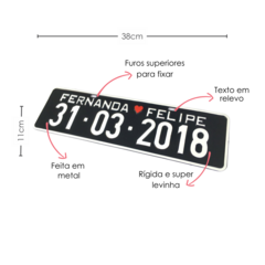 PLACA NOMES DOS NOIVOS CASAMENTO EM RELEVO - comprar online