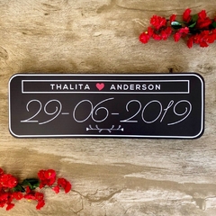 PLACA CARRO DOS NOIVOS MDF ADESIVADO
