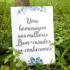 PLACA DECORAÇÃO CASAMENTO BEM CASADOS HOMENAGEM