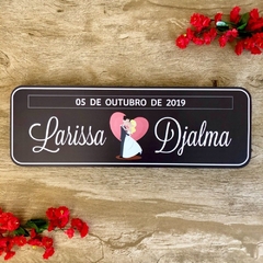 PLACA CARRO DOS NOIVOS MDF ADESIVADO