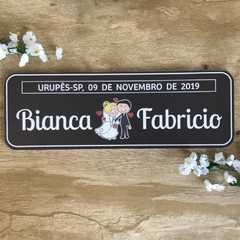 PLACA CARRO DOS NOIVOS MDF ADESIVADO