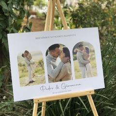 PLACA RECEPÇÃO PERSONALIZADA COM FOTOS CASAMENTO