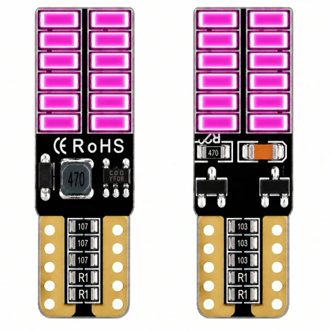 T10 24 LED CANBUS 12V 24V ROSA