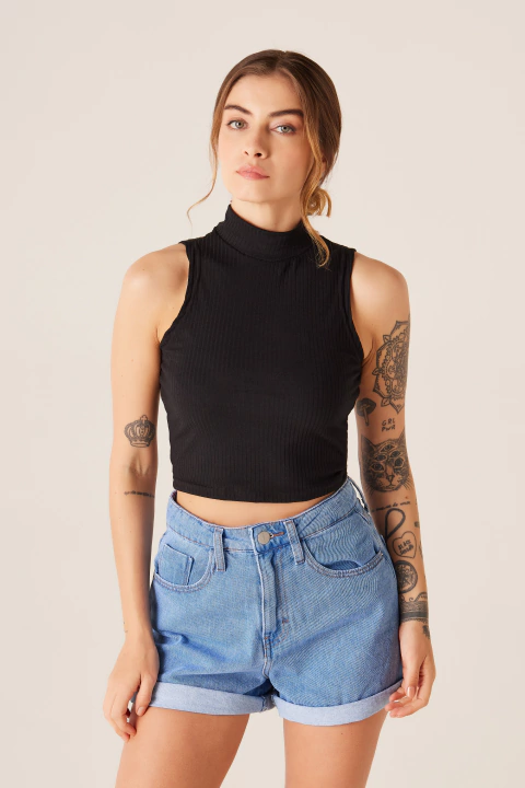 Cropped Canelado Gola Alta (SALE)