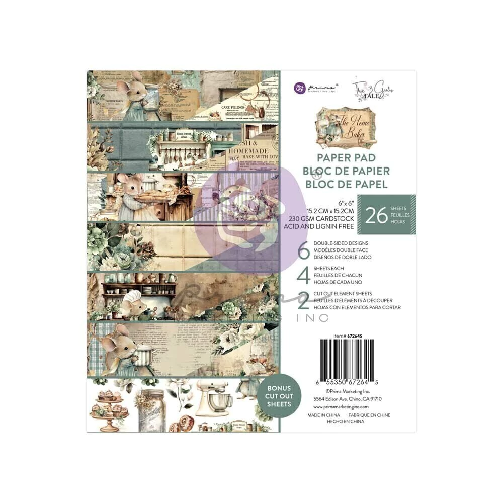 Bloco de Papel Scrapbook The Home Baker - 26 folhas 15x15 cm