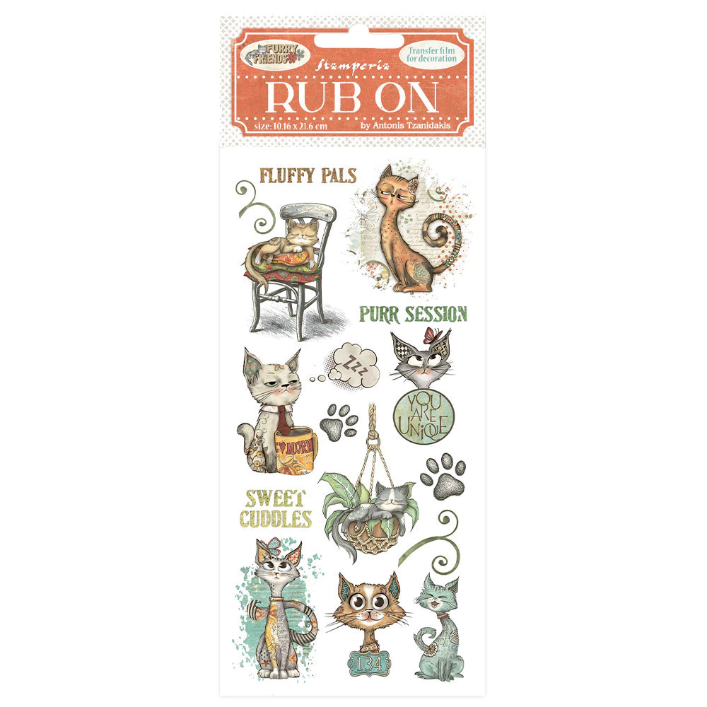 Transfer (Rub On) - Furry Friends gato