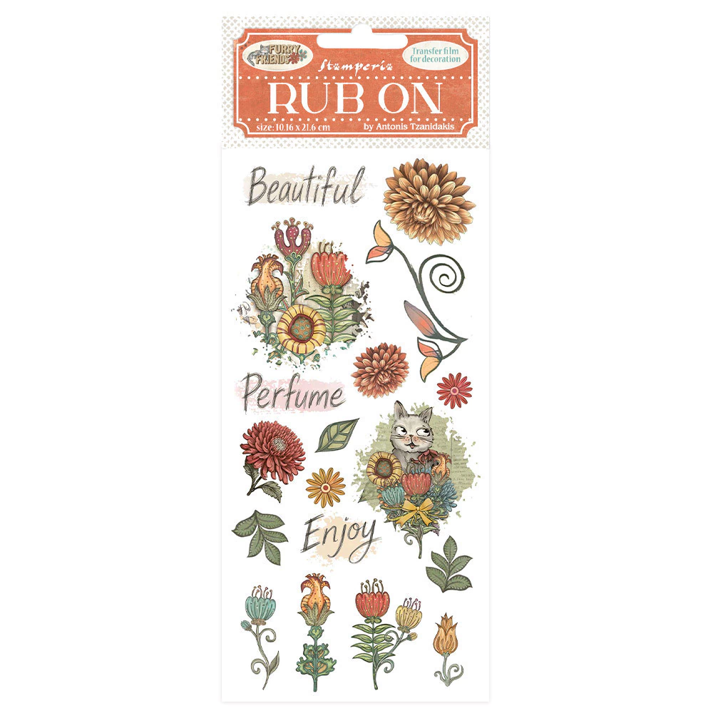 Transfer (Rub On) - Furry Friends flores