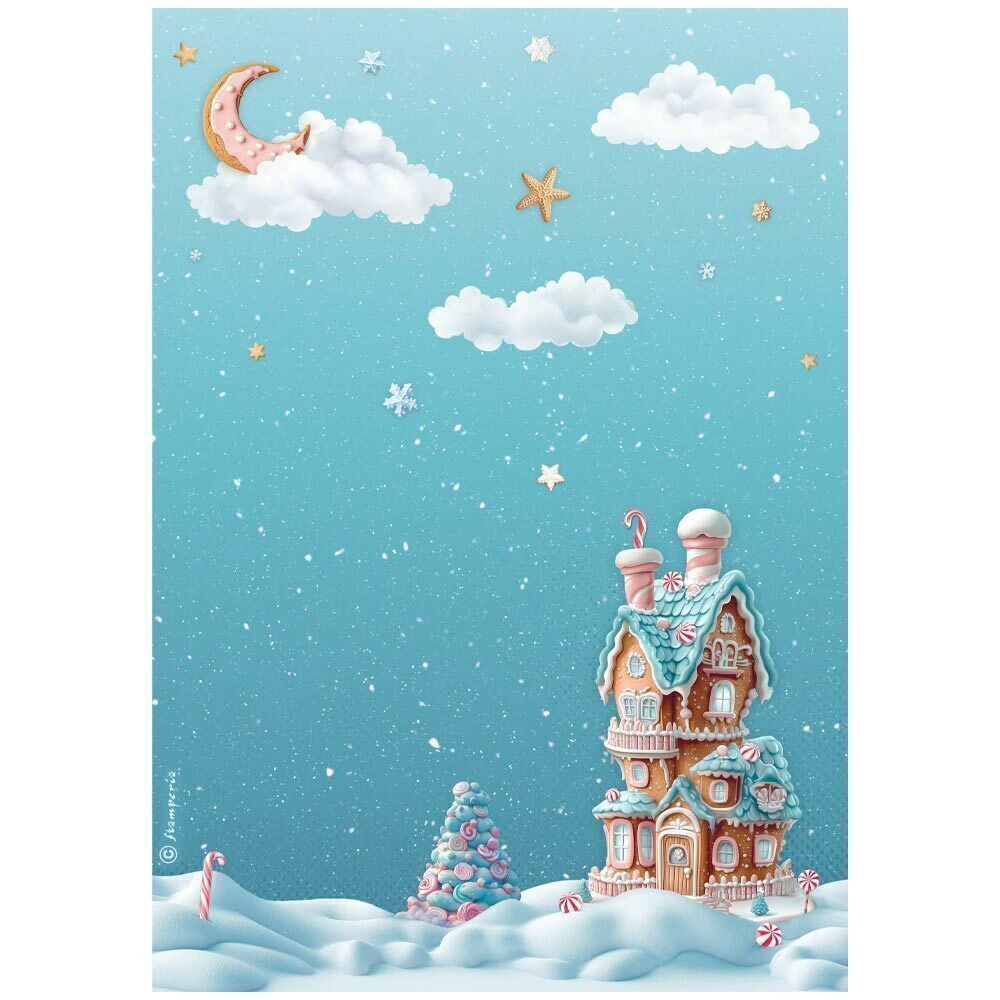 PAPEL DE ARROZ A4 Candy Christmas casa de biscoitos