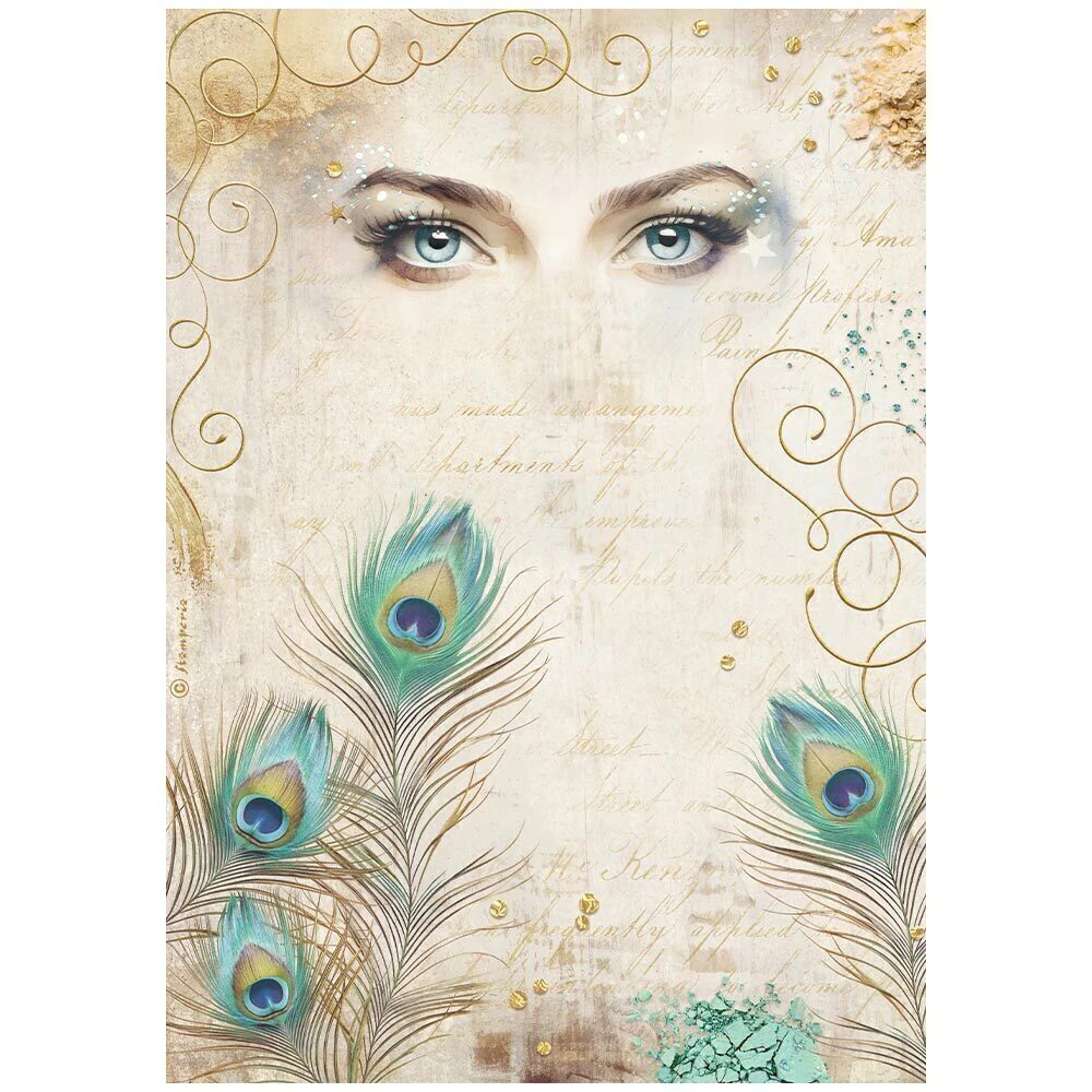 Papel de Arroz Masquerade eyes and feathers