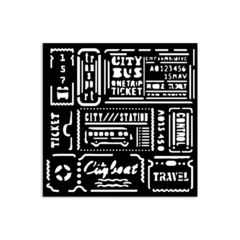 Stencil Espesso 12x12 cm - Art of Travelling tickets