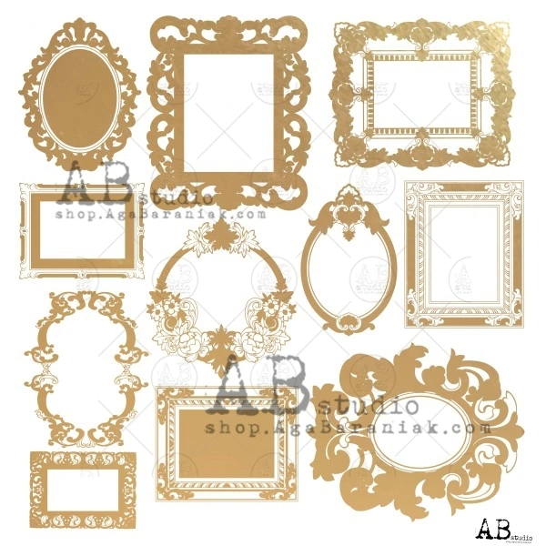 Papel scrapbook "Glam Ouro" - Molduras - AB Studio