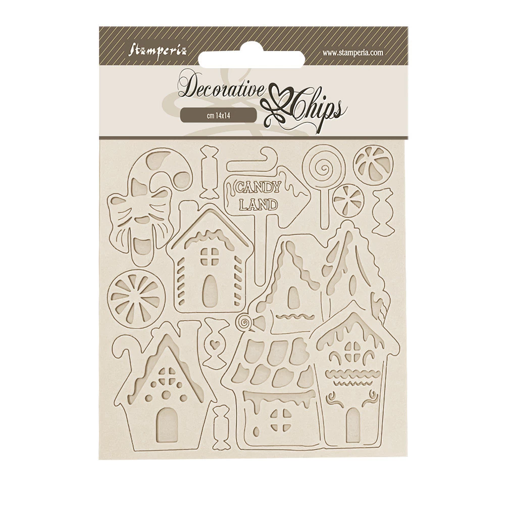 Chipboard Decorativo Chips 14 x 14 cm - Candy Christmas casa de biscoito