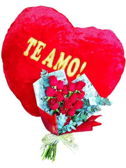 Coração +Buque com 12 Rosas cod 456 - comprar online