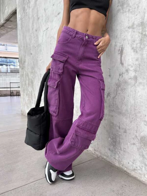 Jean Arkansas-wide leg cargo uva