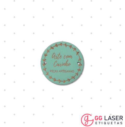 Etiqueta Couro Sintético Verde Água (Quadrada ou Redonda)