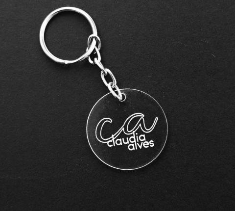 Chaveiro em Acrílico Transparente/Cristal