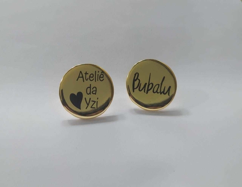 Plaquinha de Metal Redonda 3,0 cm - Dourado