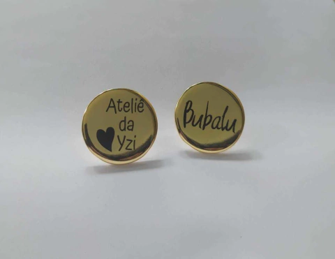 Plaquinha de Metal Redonda 3,0 cm - Dourado